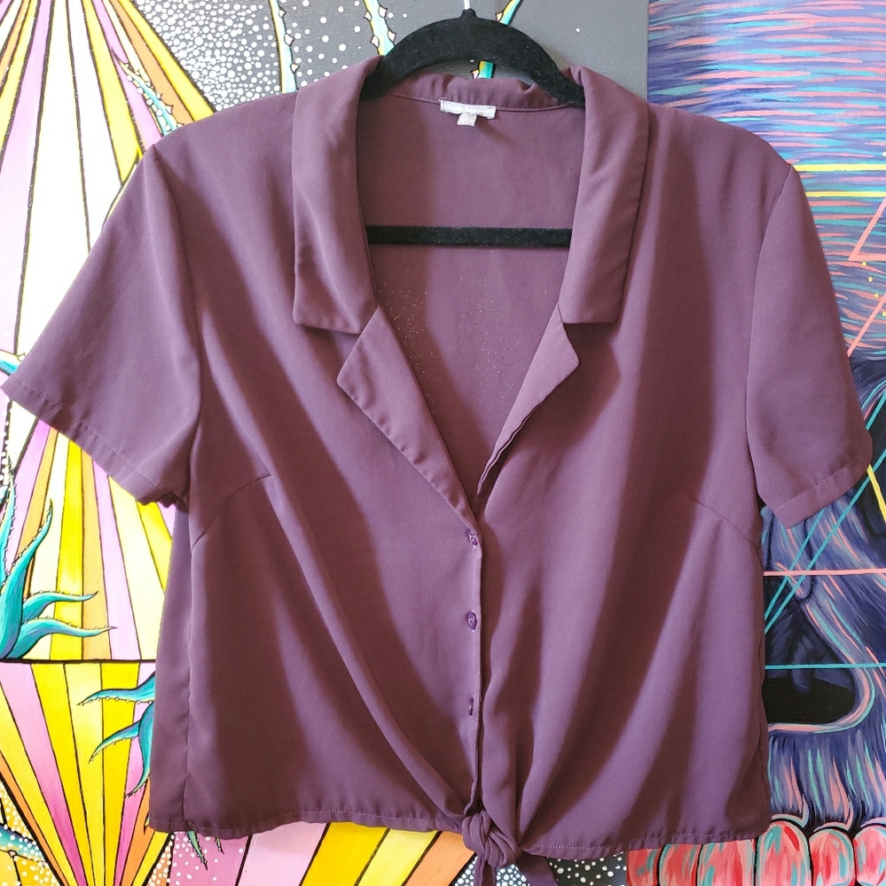 Purple Tie Front Shirt